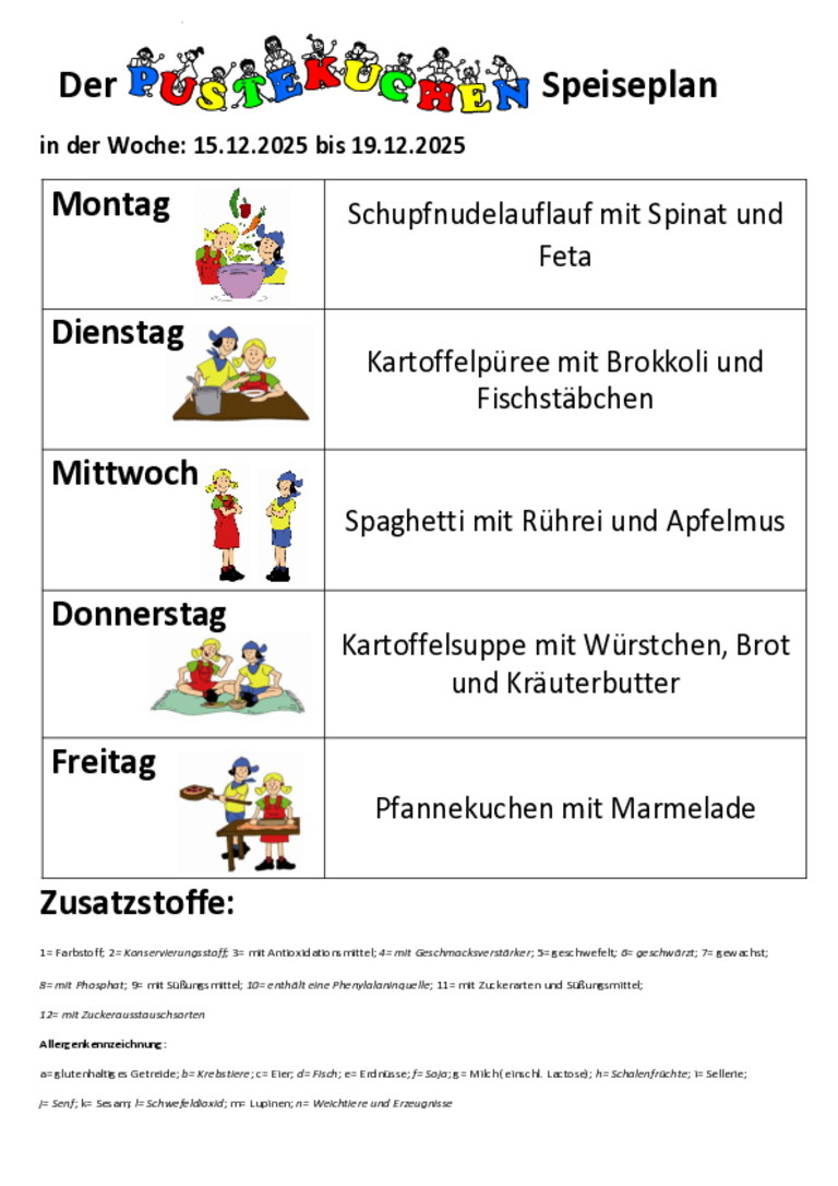 aktueller Speiseplan